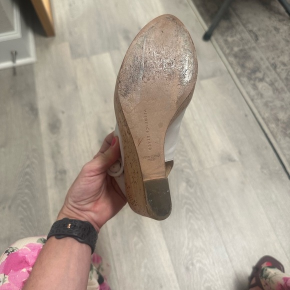 Veronica Beard Peep Toe Slingback Cork Wedge - Picture 8 of 8